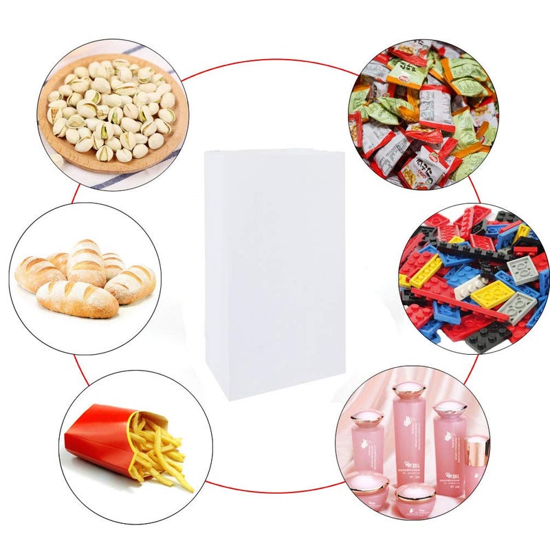 KEYYOOMY Mini Bright Color Paper Bags White Party Favor Bags Small Party Goodie Bag Paper Lunch Bag (White, 50 CT, 3.5 X 2.4 X 7.1 In) - Image 3